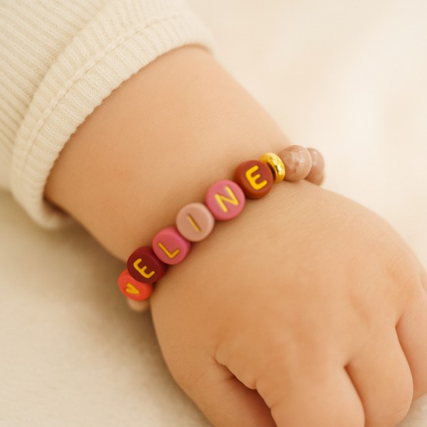 Personalisiertes Baby- &amp; Kinderarmband, Rhodonit