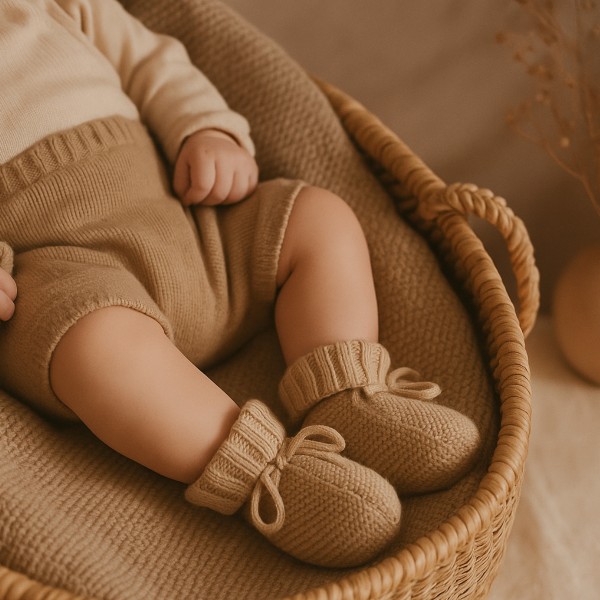 Baby Strickschuhe, Beige