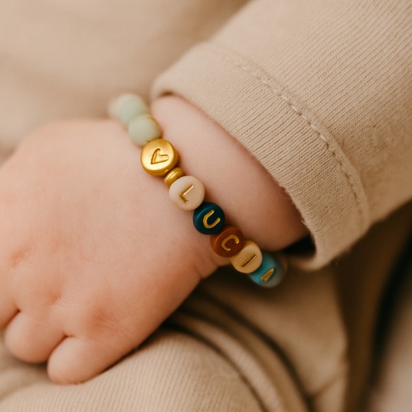 Personalisiertes Baby- &amp; Kinderarmband, Amazonit