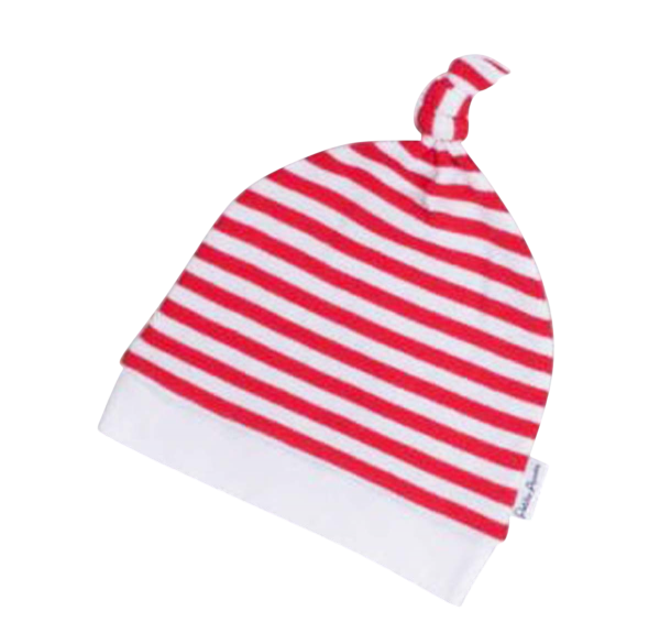 Baby Mütze, Weiss-Rot geringelt