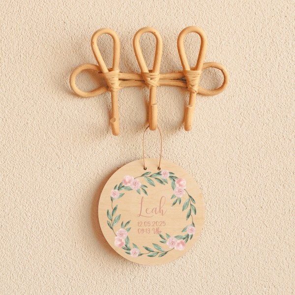 Namensschild Blumenranke zur Geburt