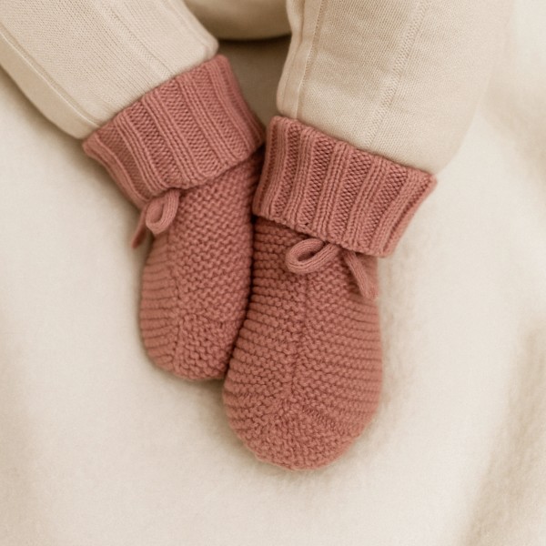 Baby knitted booties, Blush Pink