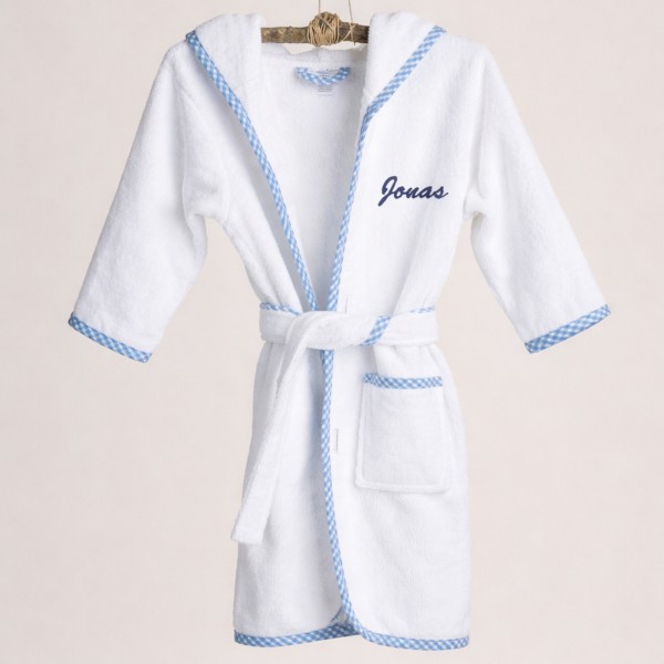 Baby Bademantel, Gingham Blau