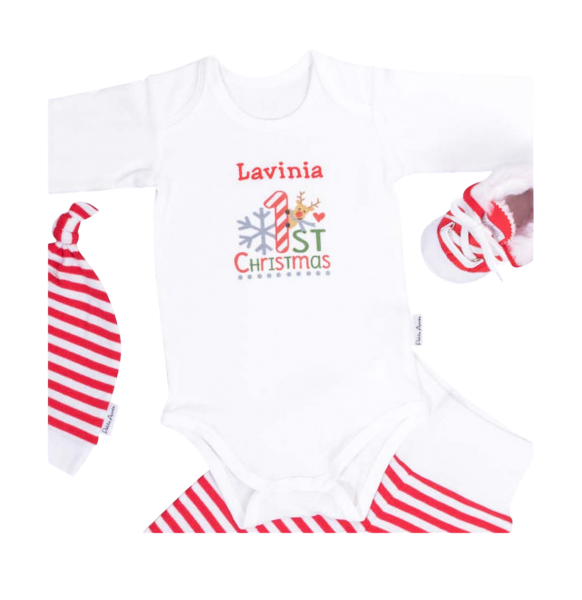 Langarm Body, Weiss My 1st Christmas