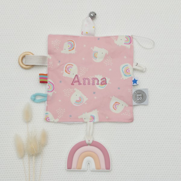 Knistertuch Baby, Elefant &amp; Regenbogen