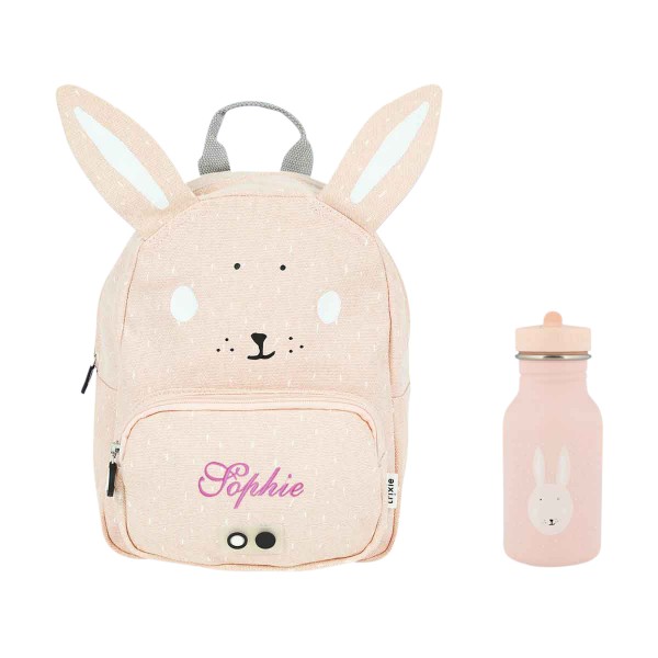 Rucksack &amp; Trinkflasche, Frau Hase